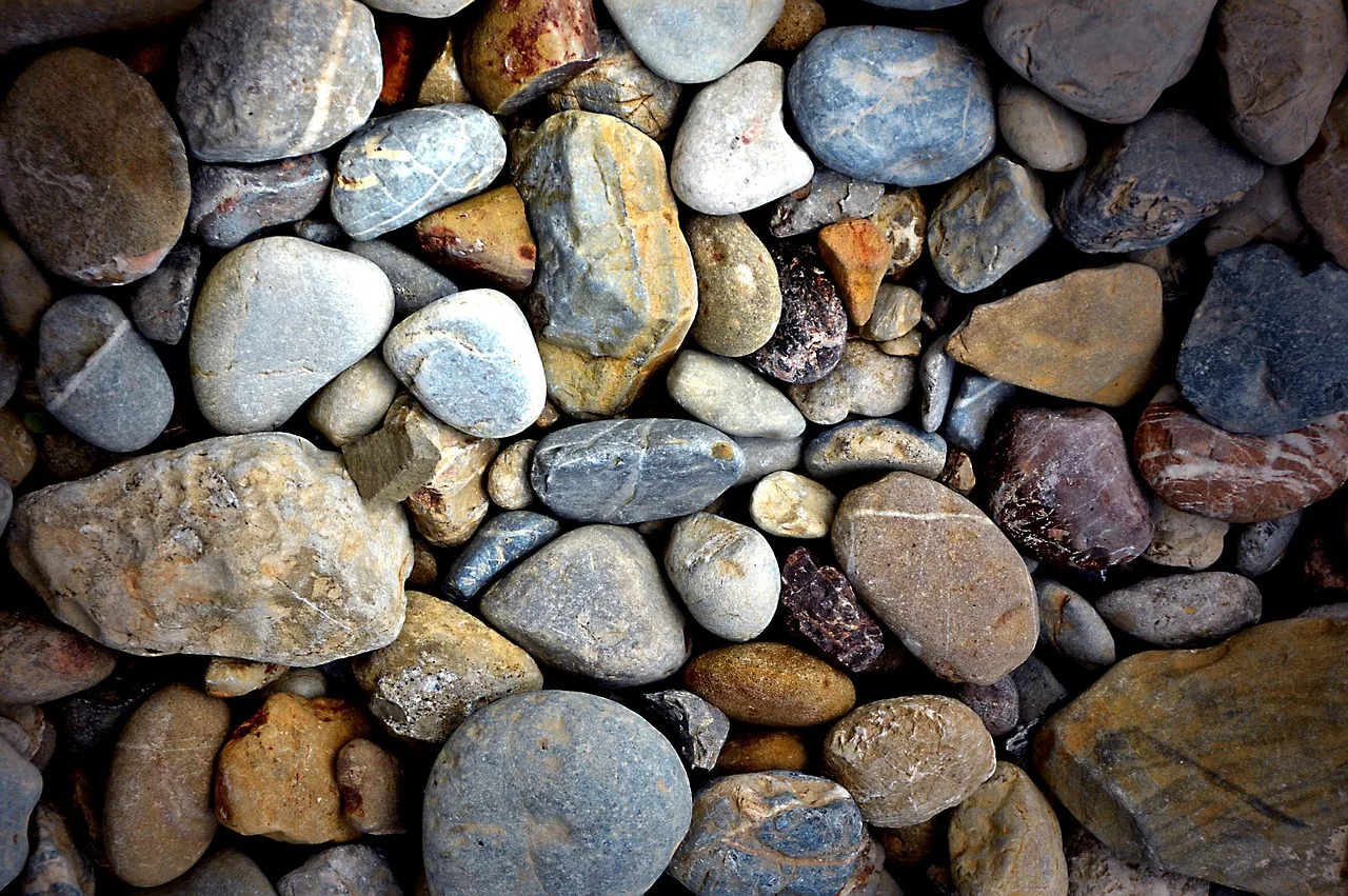 Pea gravel pebbles on a path